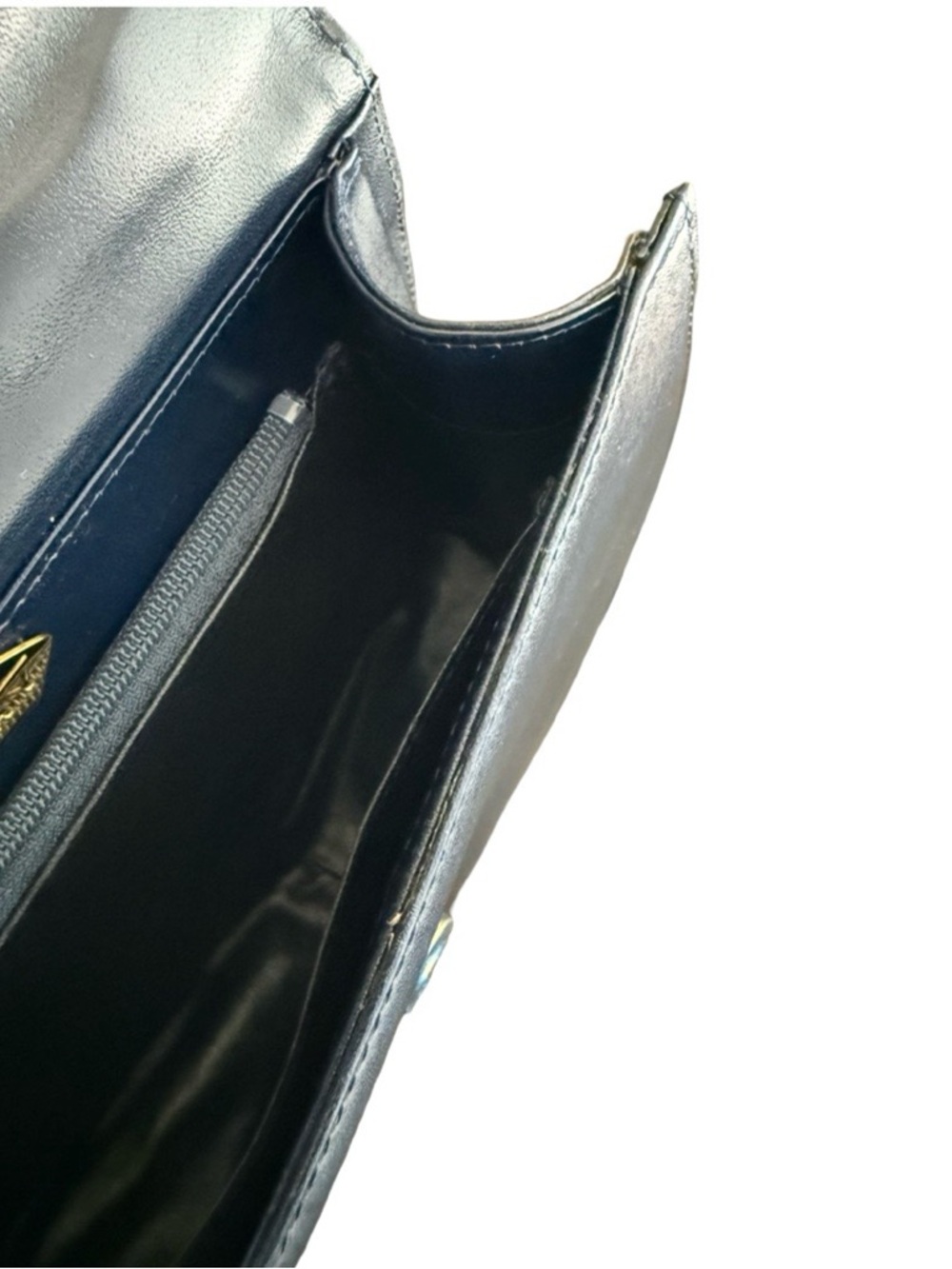 Vintage Givenchy Navy Leather Top Handle Bag Structured Designer Handbag Italy - Picture 16 of 17